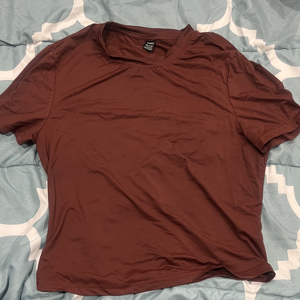 SHEIN Chocolate Brown Short Sleeve Tee